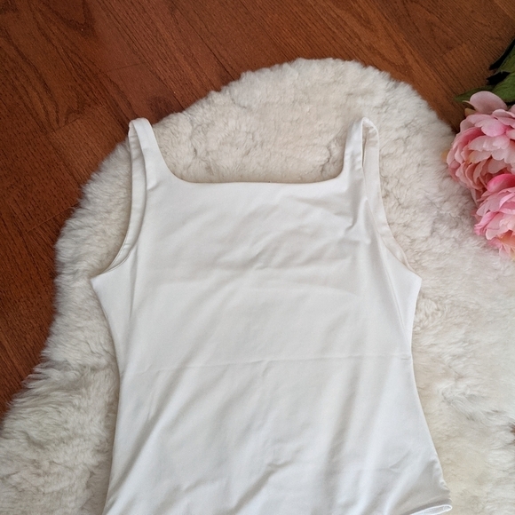 Hey BABE Instagram LA label white bodysuit rounded square neck basic women's L - Picture 4 of 11